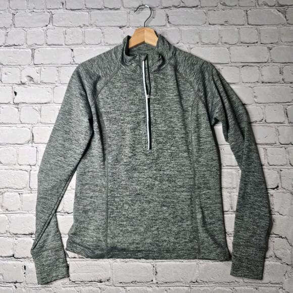 Lucy Womens Half Zip Heathered Gray Reflective Strip Accent Pullover Size Medium - Picture 1 of 13